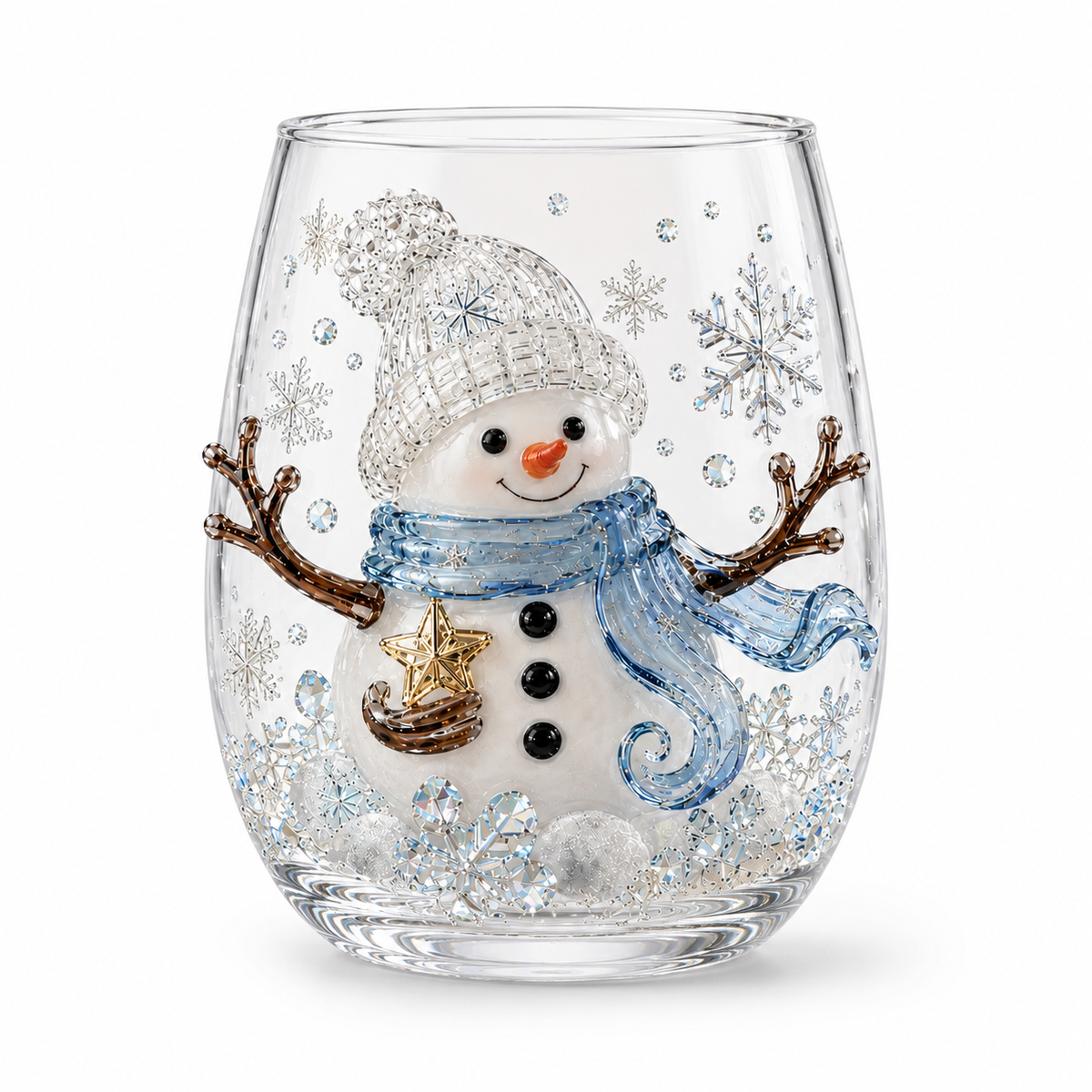 Christmas Glass Art Tumbler – 3D Holiday Design Glass Cup, 300ml