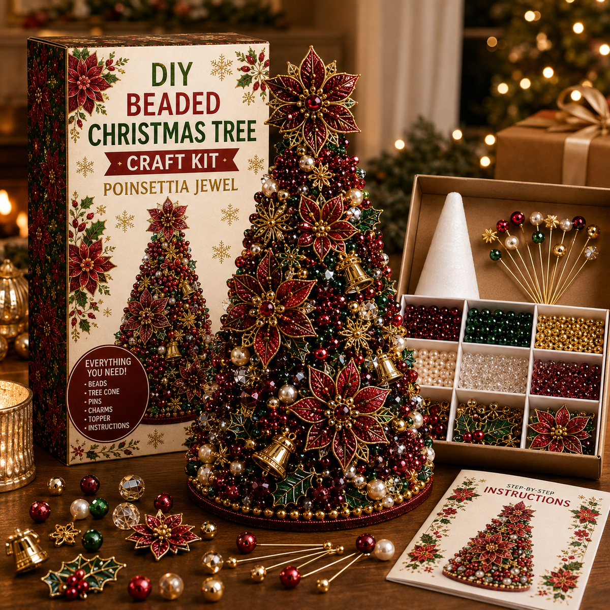 DIY Beaded Christmas Tree Craft Kit – Handmade Holiday Decoration