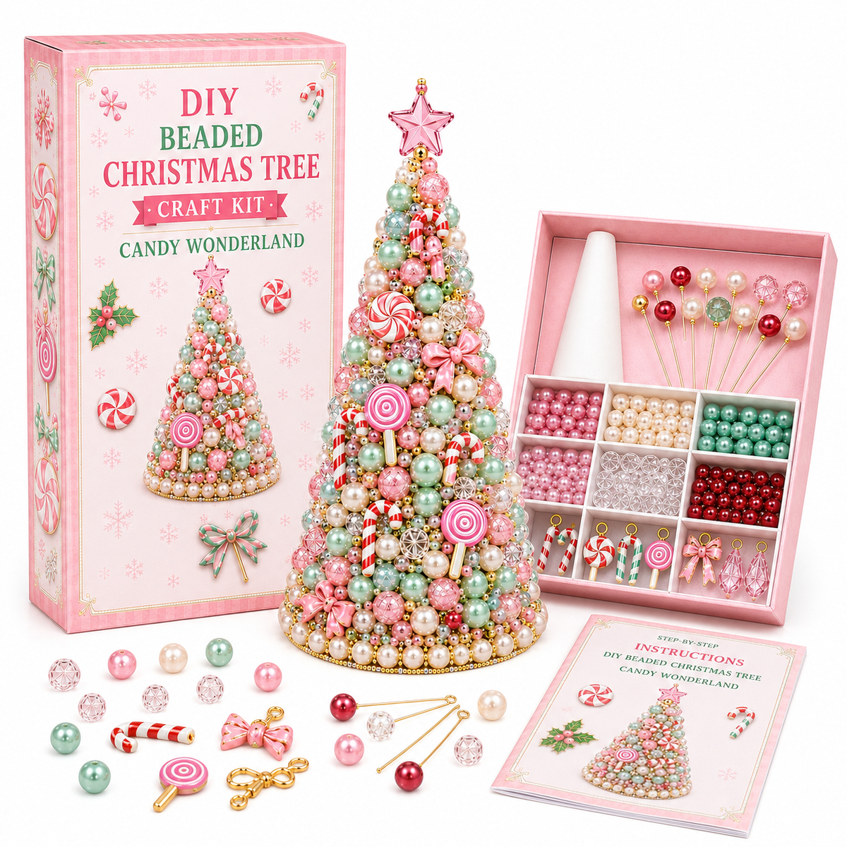 DIY Beaded Christmas Tree Craft Kit – Handmade Holiday Decoration