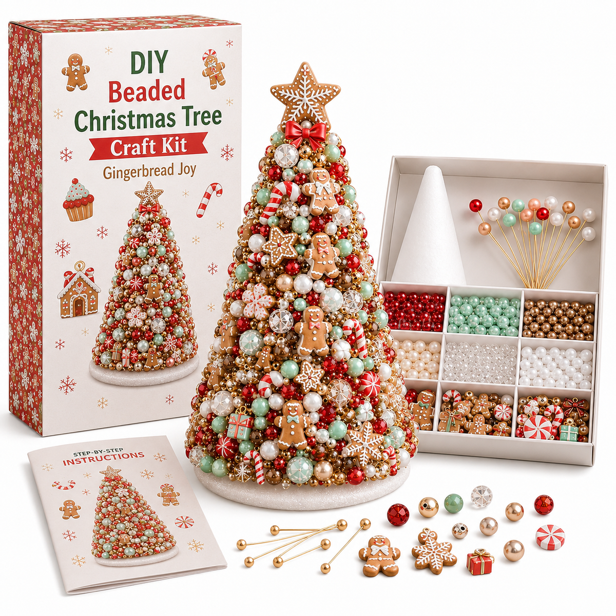 DIY Beaded Christmas Tree Craft Kit – Handmade Holiday Decoration