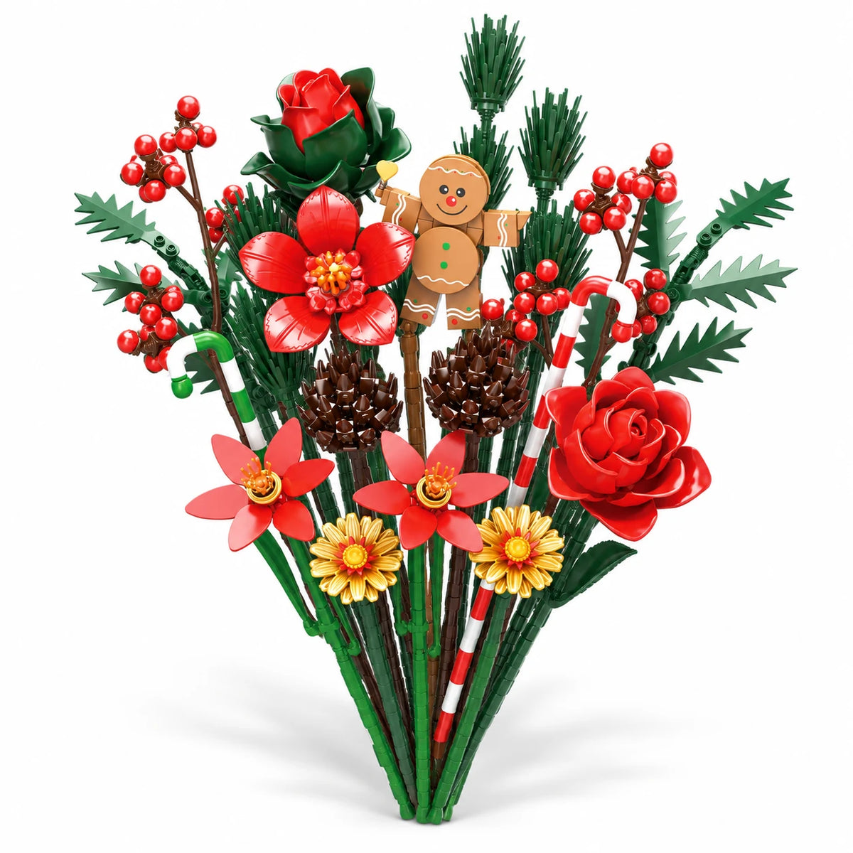 Christmas DIY Building Block Flower Bouquet – Festive Holiday Decoration Gift