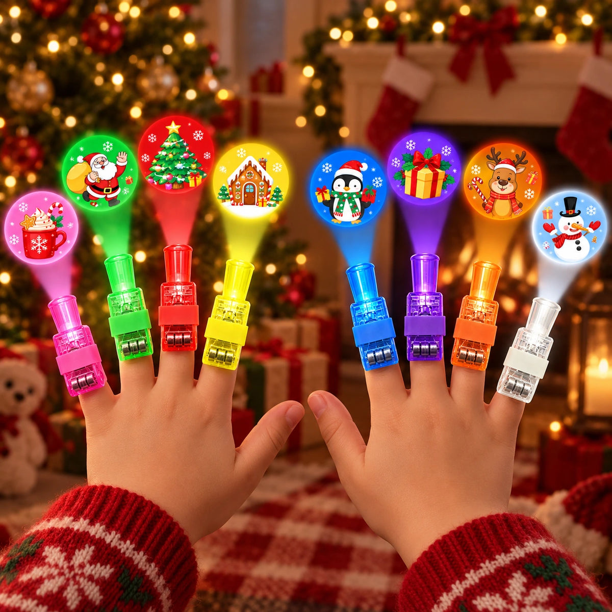 Holiday Projection Finger Lights – Halloween & Christmas Glow Party Toy