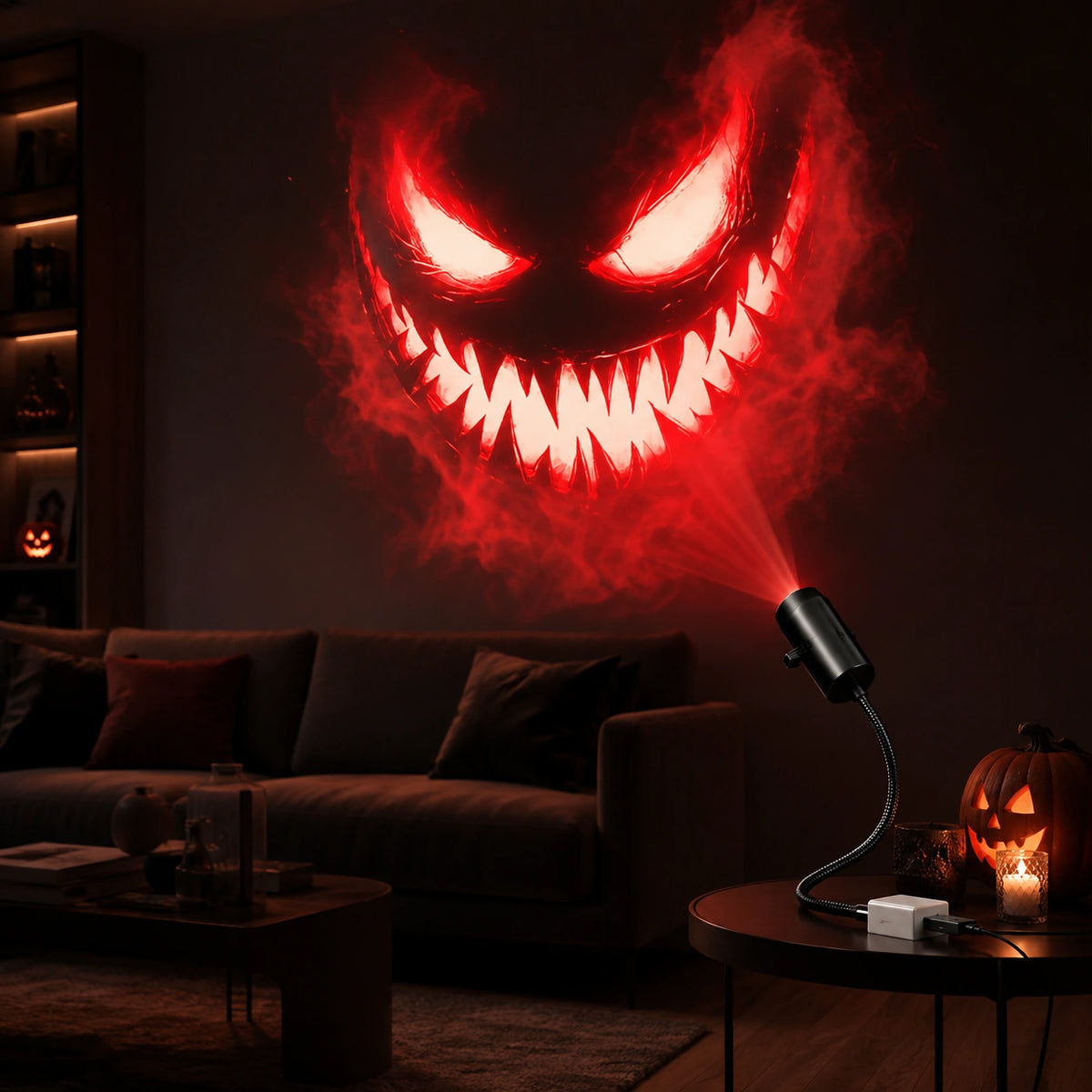 Halloween LED Projection Light – 6 Interchangeable Spooky Patterns USB Projector  SKU