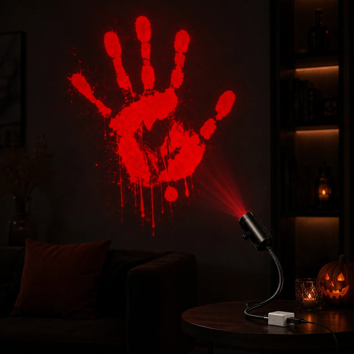 Halloween LED Projection Light – 6 Interchangeable Spooky Patterns USB Projector  SKU