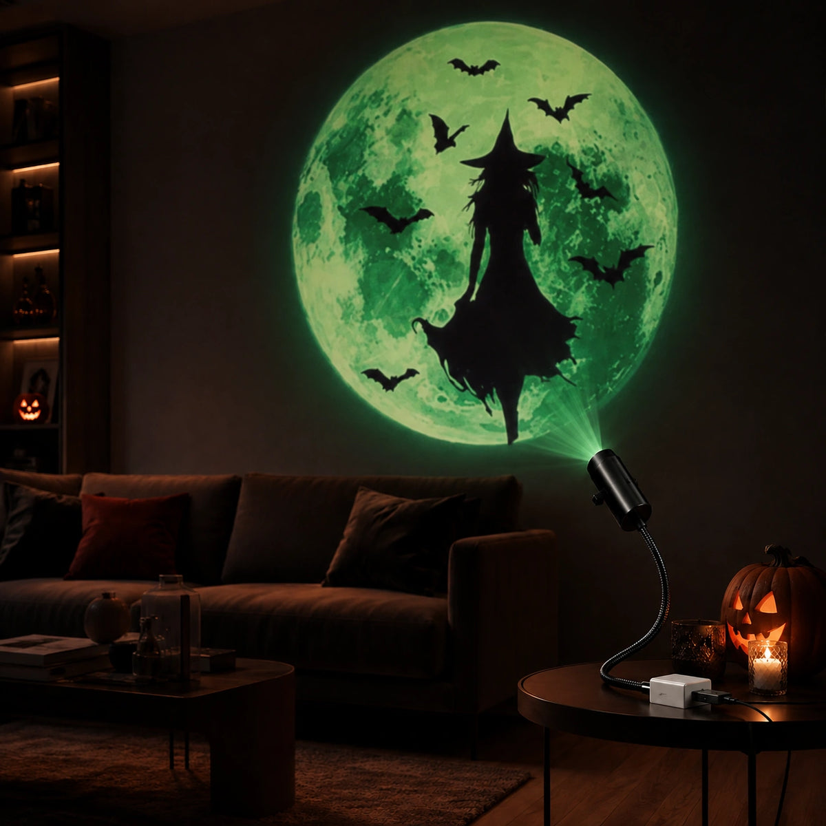 Halloween LED Projection Light – 6 Interchangeable Spooky Patterns USB Projector  SKU