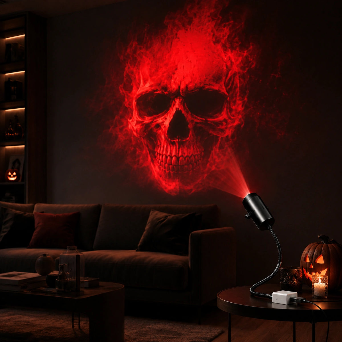 Halloween LED Projection Light – 6 Interchangeable Spooky Patterns USB Projector  SKU