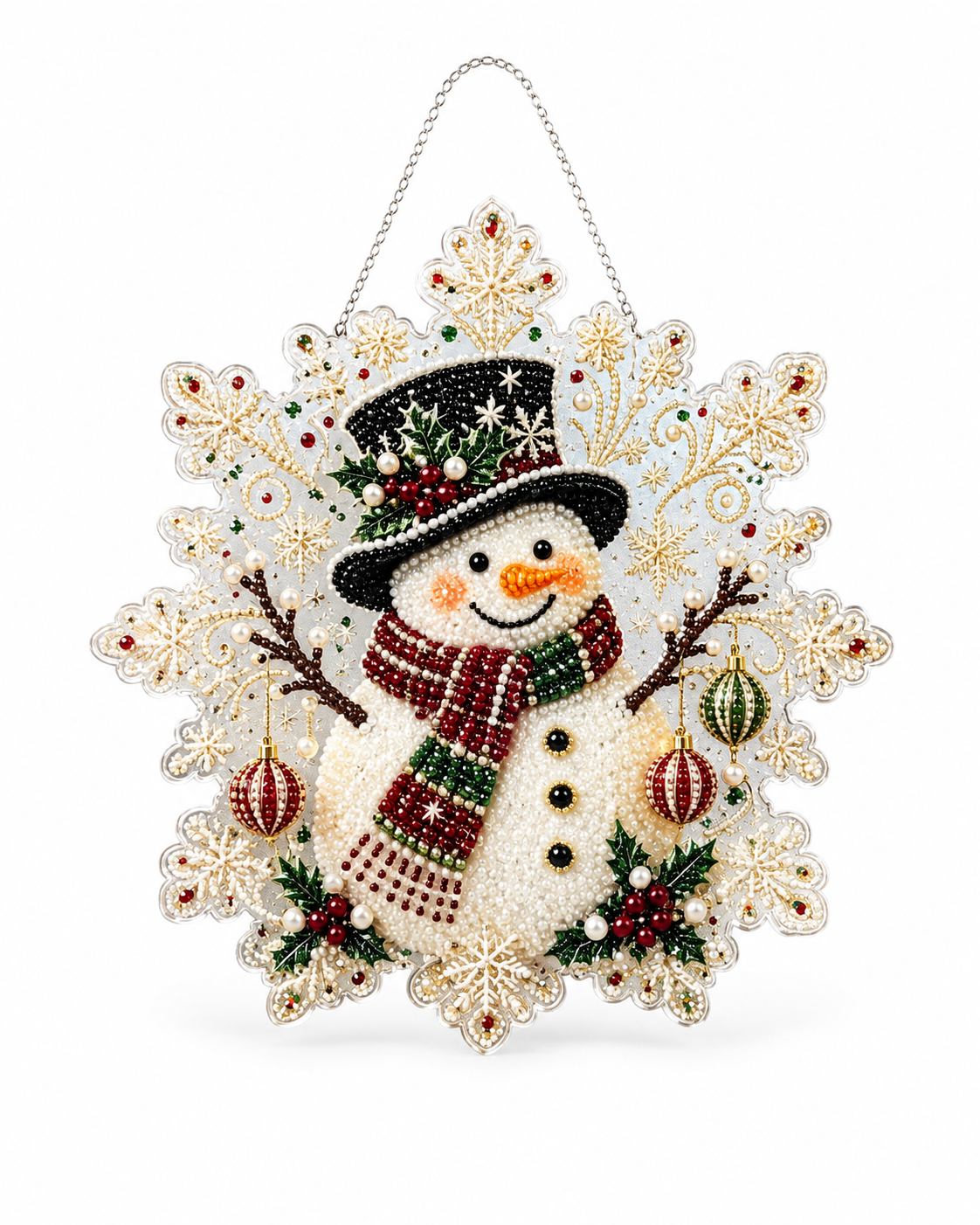 DIY Christmas Diamond Painting & Pearl Beaded Hanging Ornament