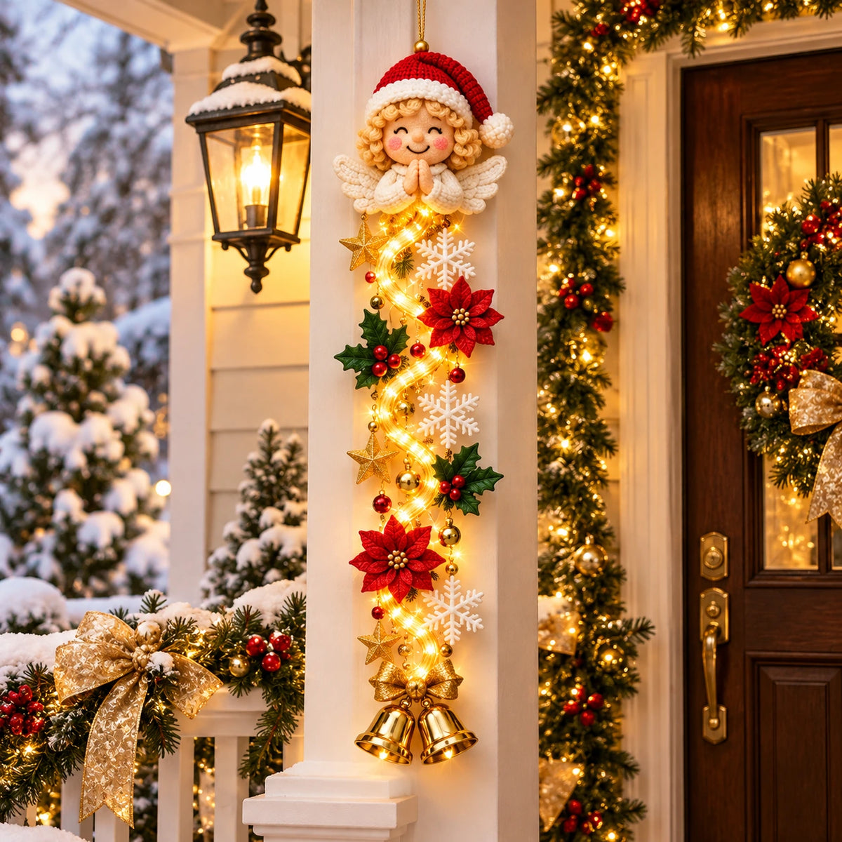Glowing Christmas Door Hanger – Lighted Holiday Wall Decor