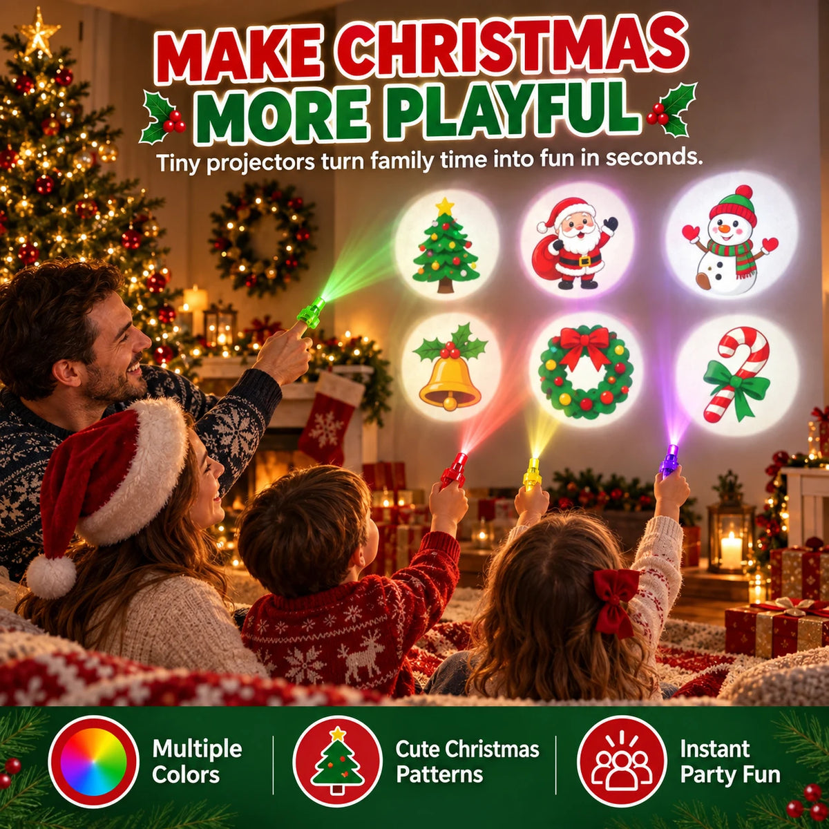 Holiday Projection Finger Lights – Halloween & Christmas Glow Party Toy