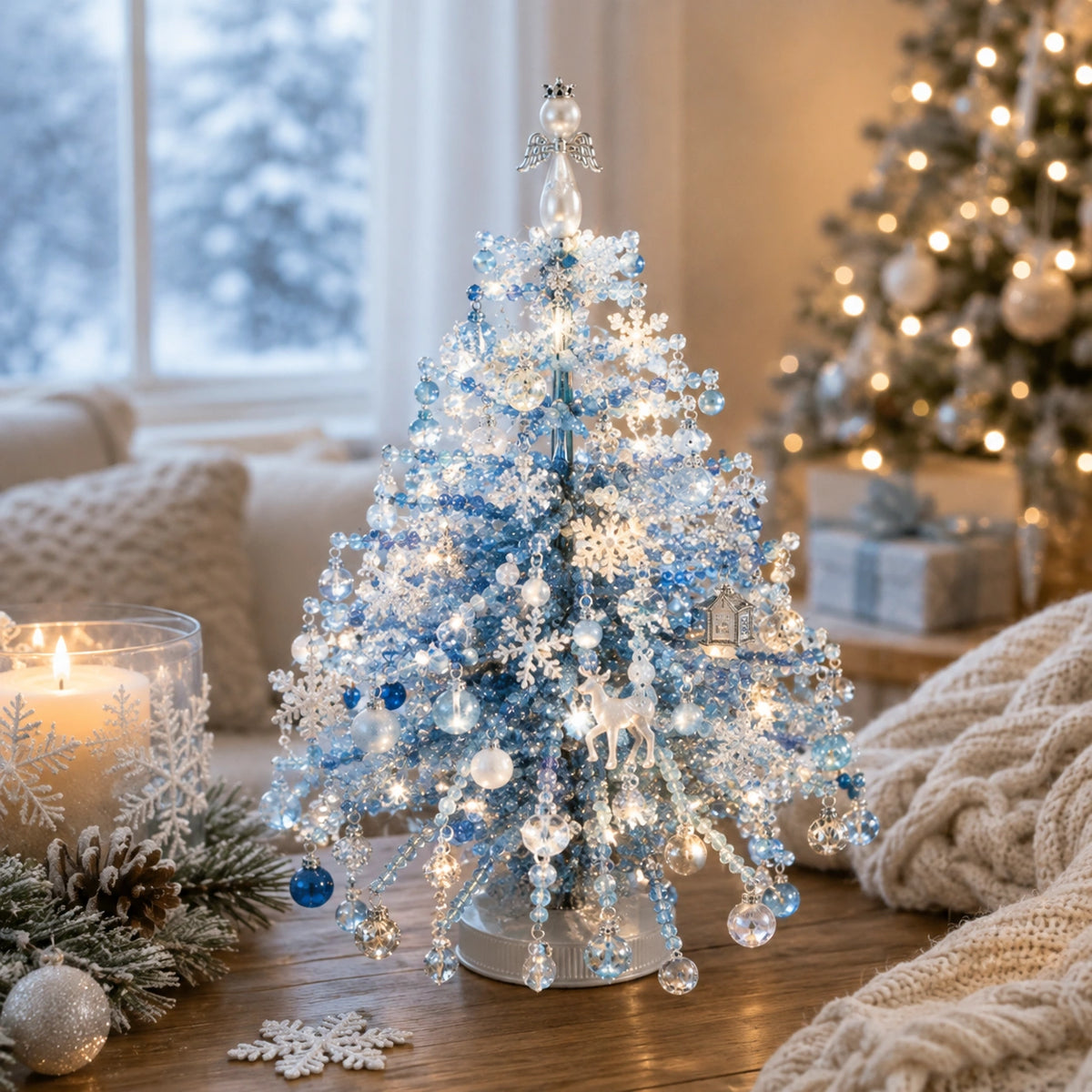 DIY Beaded Holiday Tree Kit – Handmade Tabletop Decoration