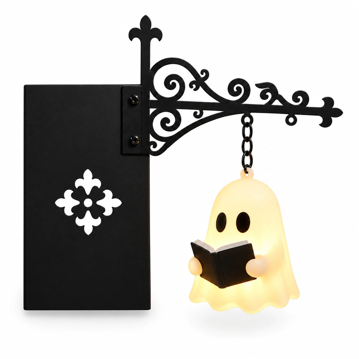 Halloween Bookshelf Lantern Light – Spooky Hanging Ghost & Witch Hat Reading Lamp