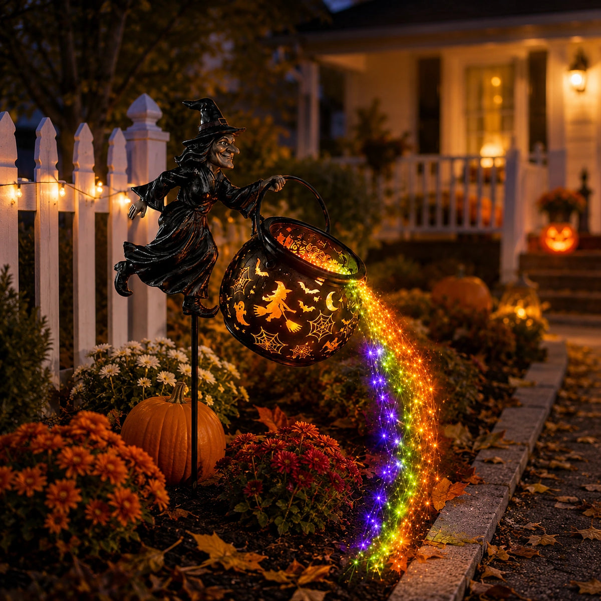 Halloween Witch Cauldron Garden Light