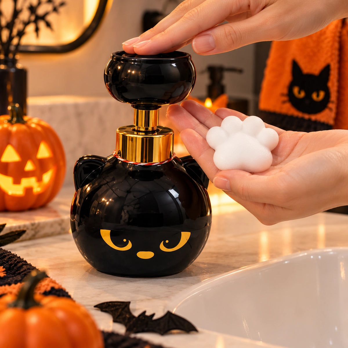 Cute Black Cat Paw Foam Soap Dispenser
