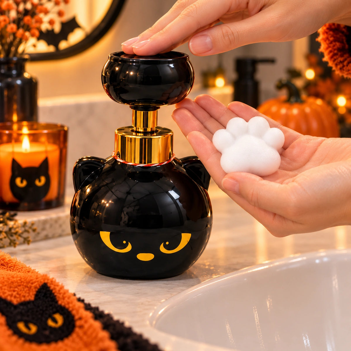 Cute Black Cat Paw Foam Soap Dispenser