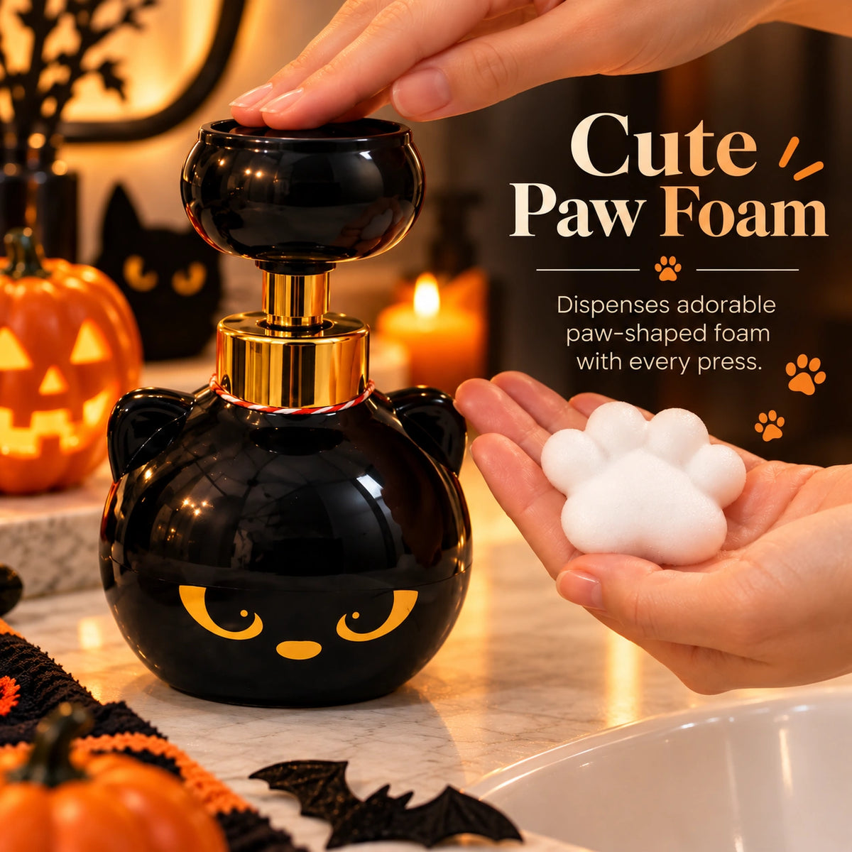 Cute Black Cat Paw Foam Soap Dispenser