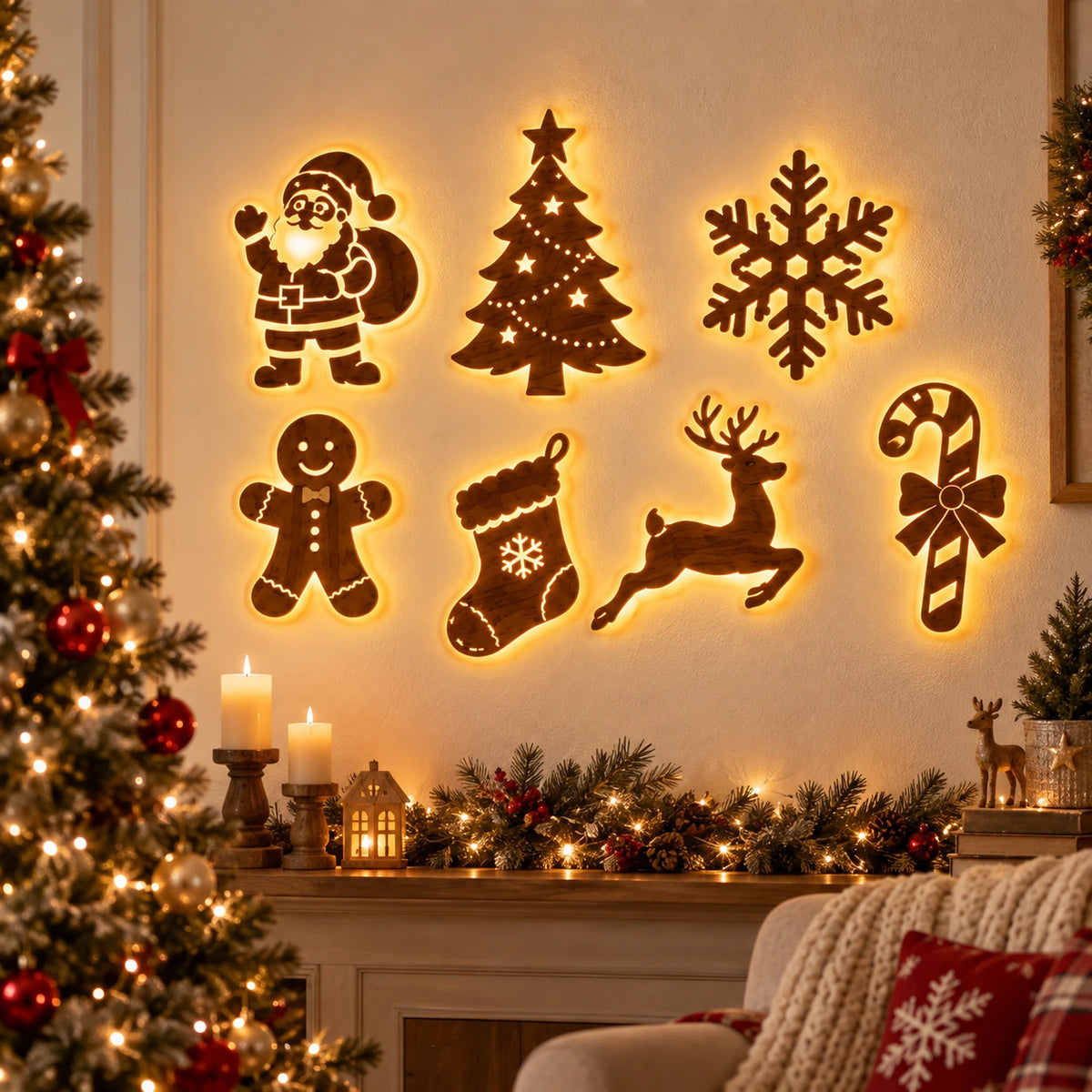 LED Christmas Wall Decor Lights – Festive Holiday Hanging Decorations