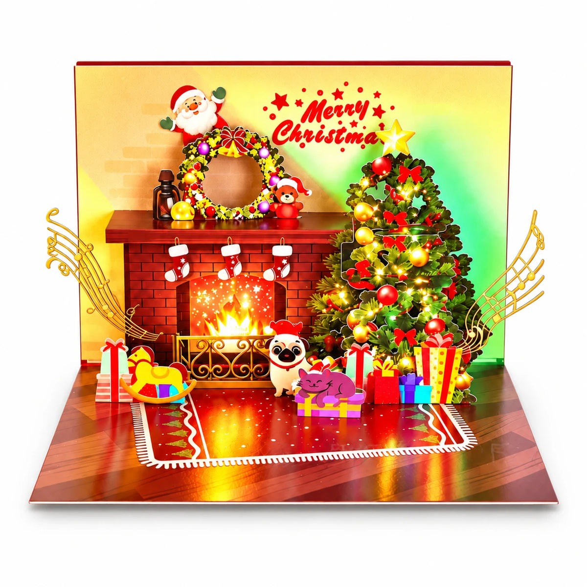 3D Pop-Up Christmas Fireplace Card – Musical Holiday Greeting Card