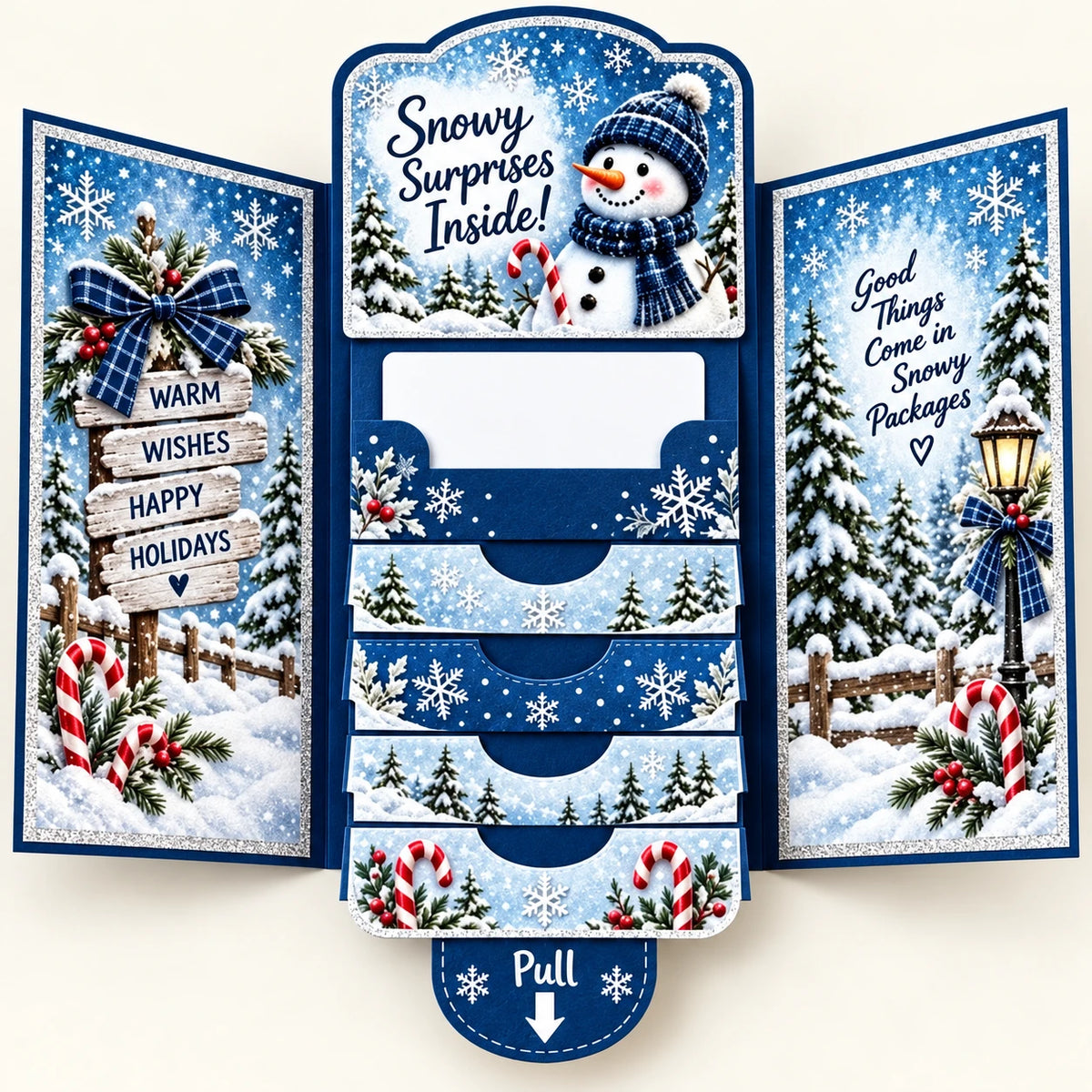 Handmade Waterfall Christmas Gift Card Booklet – Festive Surprise Card Holder