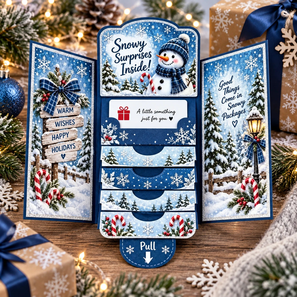 Handmade Waterfall Christmas Gift Card Booklet – Festive Surprise Card Holder