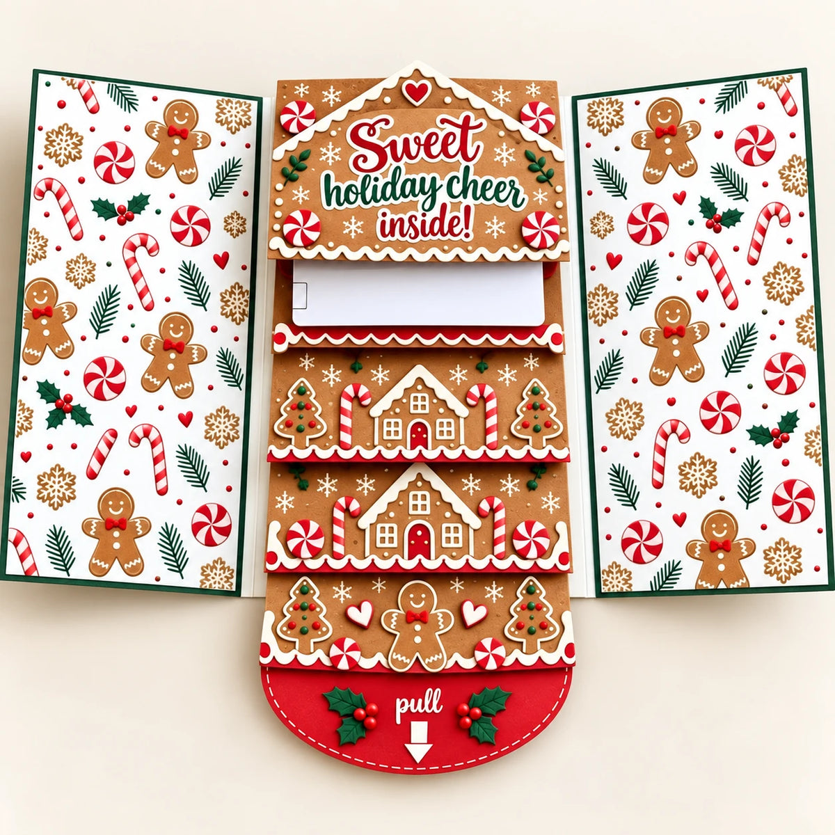 Handmade Waterfall Christmas Gift Card Booklet – Festive Surprise Card Holder