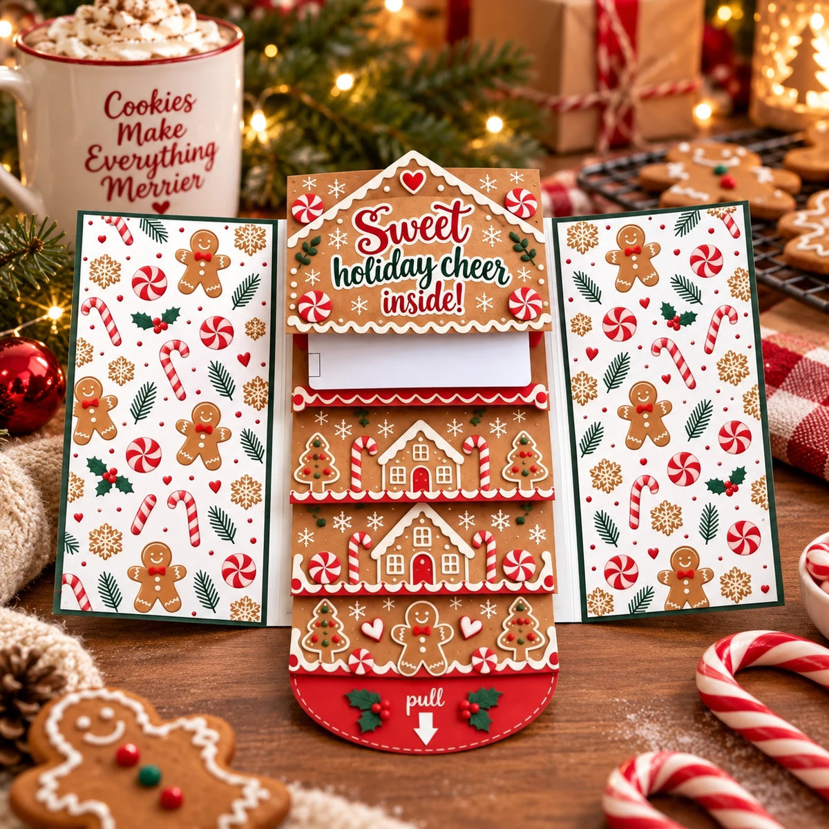 Handmade Waterfall Christmas Gift Card Booklet – Festive Surprise Card Holder
