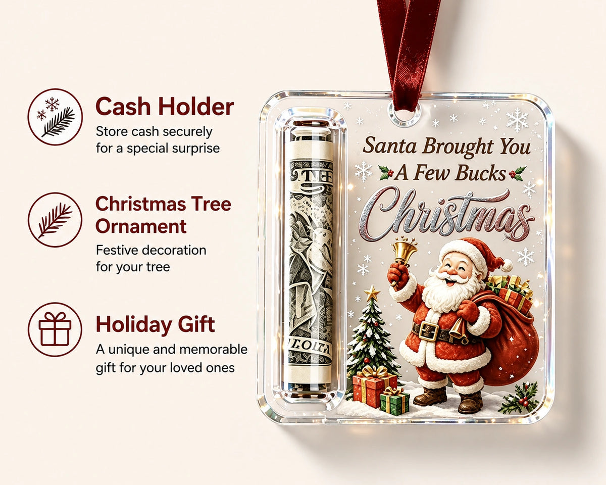 Christmas Cash Gift Ornament – Santa Money Holder Keepsake