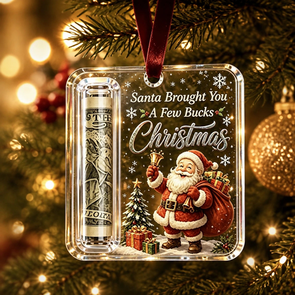 Christmas Cash Gift Ornament – Santa Money Holder Keepsake