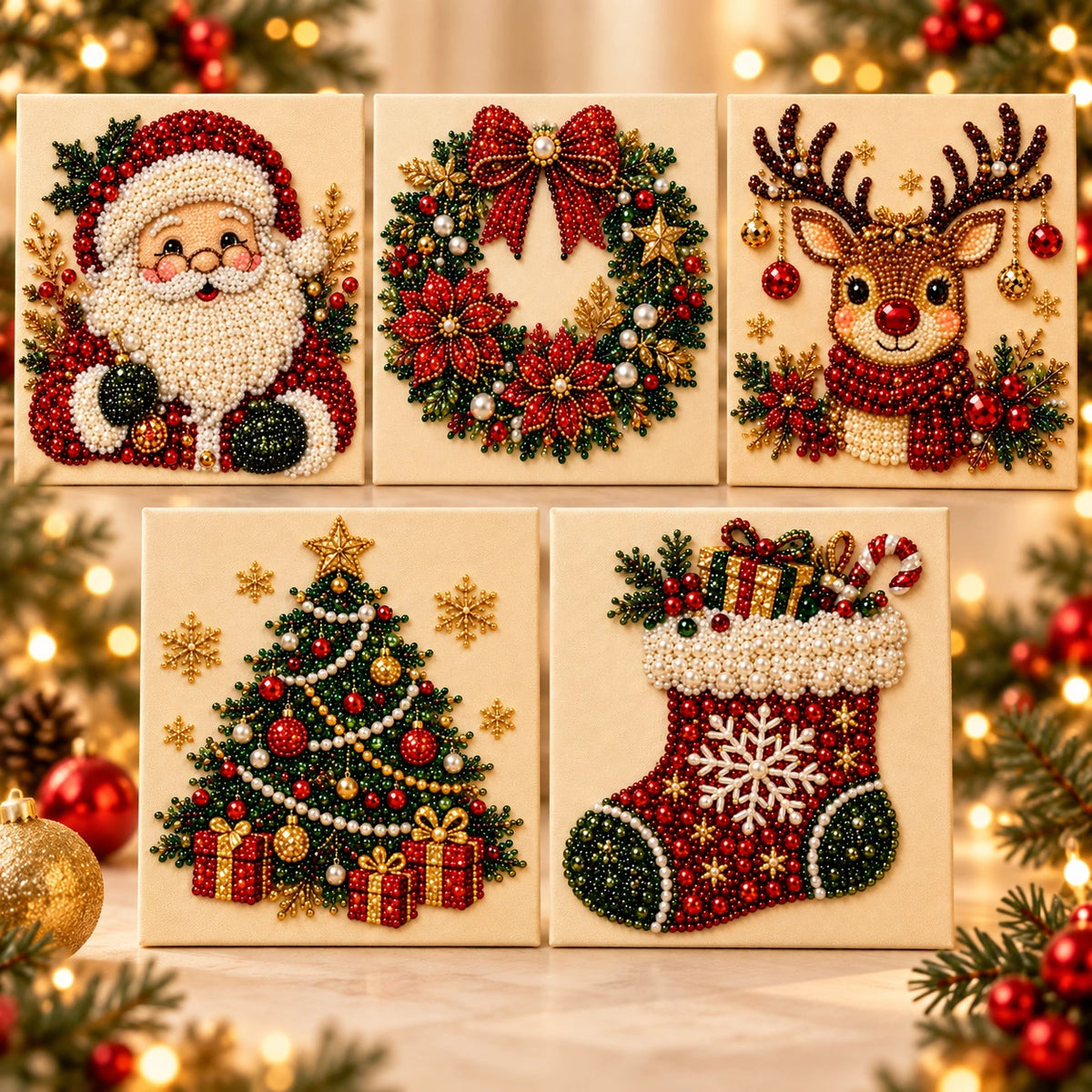 DIY Christmas Pearl Diamond Painting Ornament Kit