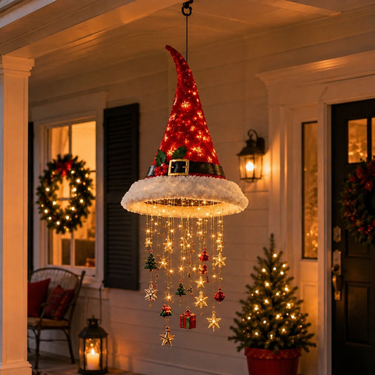 Lighted Christmas Hat Hanging Chandelier