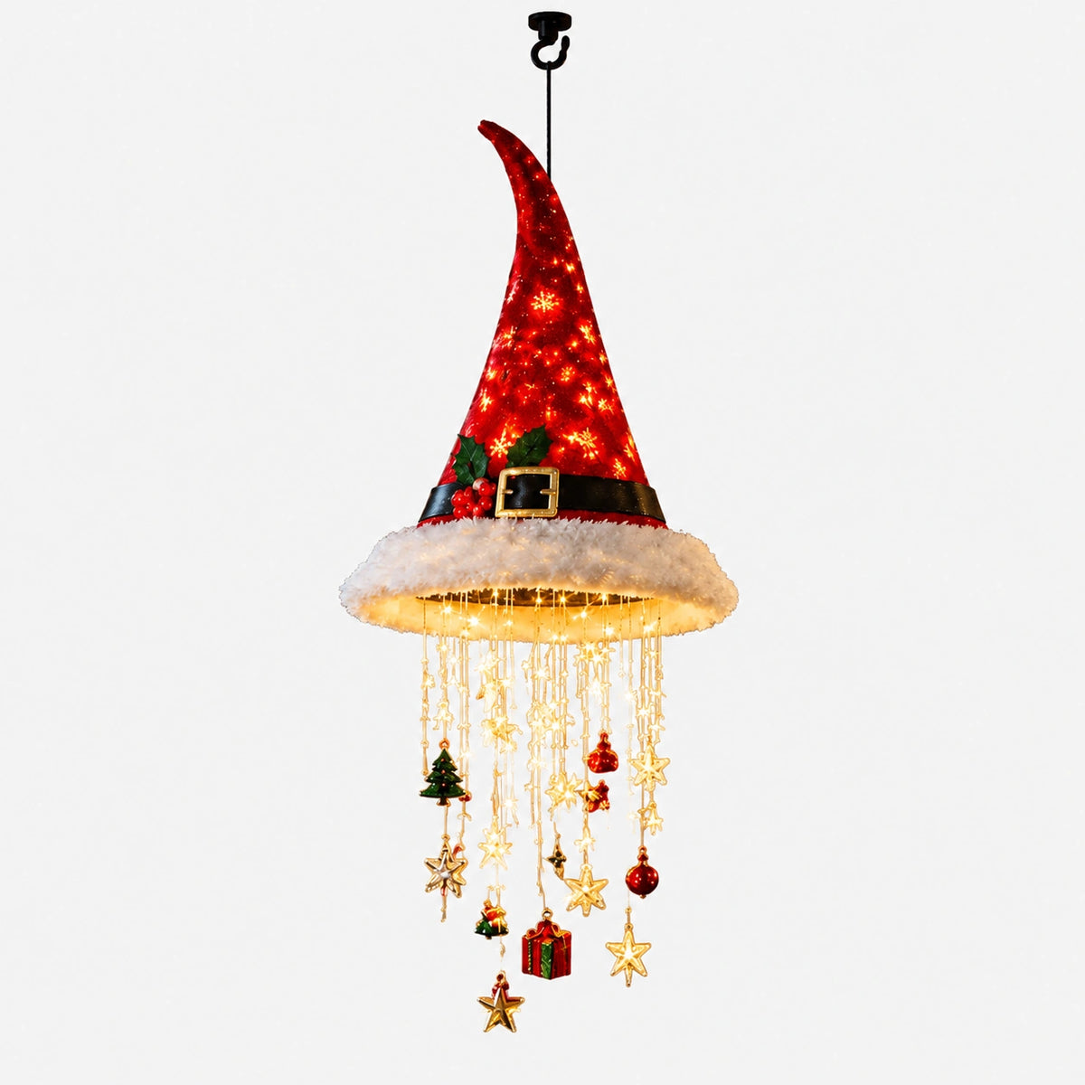 Lighted Christmas Hat Hanging Chandelier