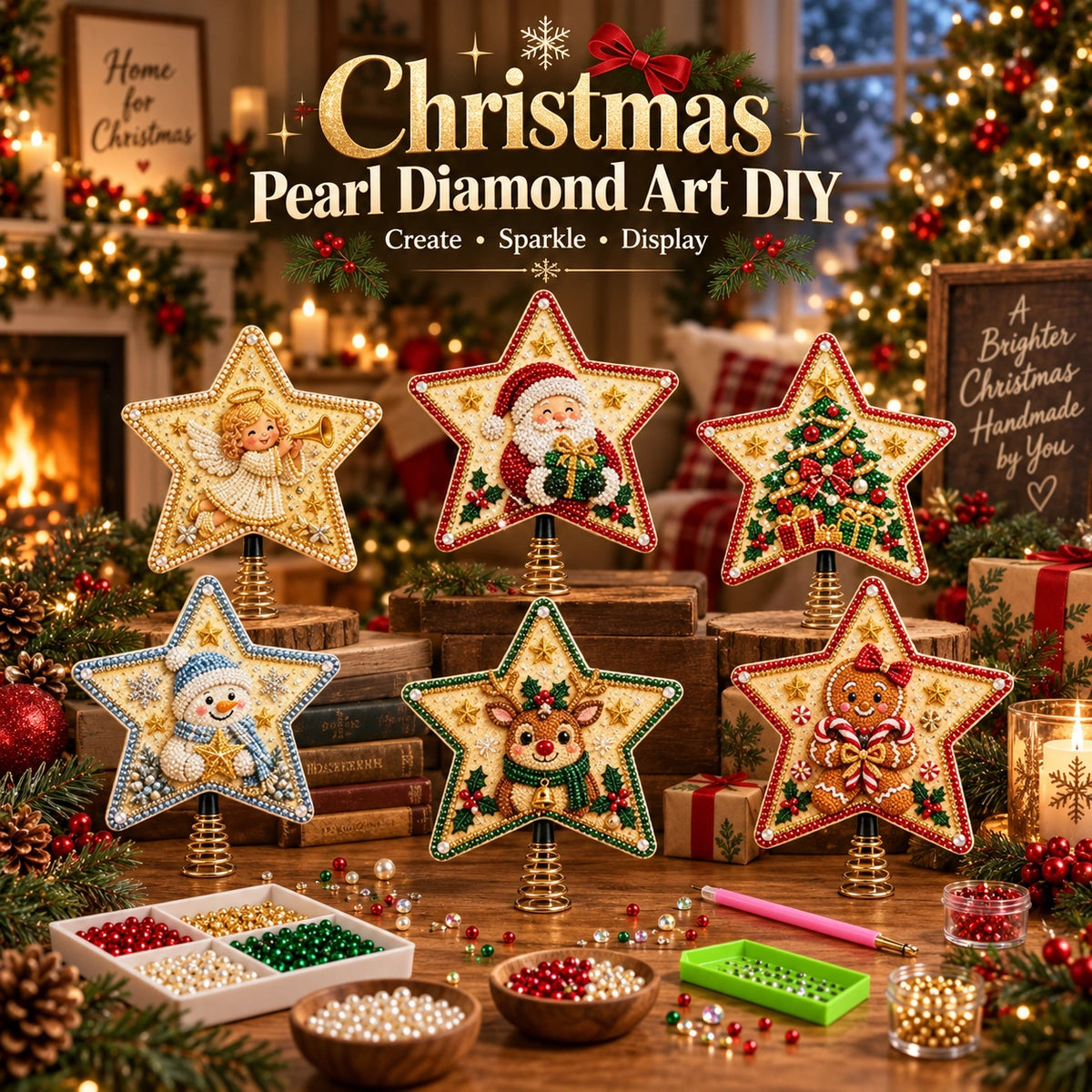Christmas Pearl Diamond Art Tree Topper DIY Kit