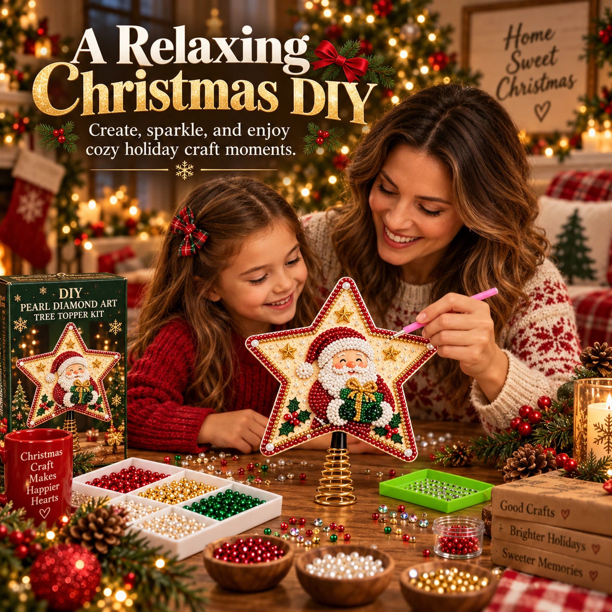 Christmas Pearl Diamond Art Tree Topper DIY Kit