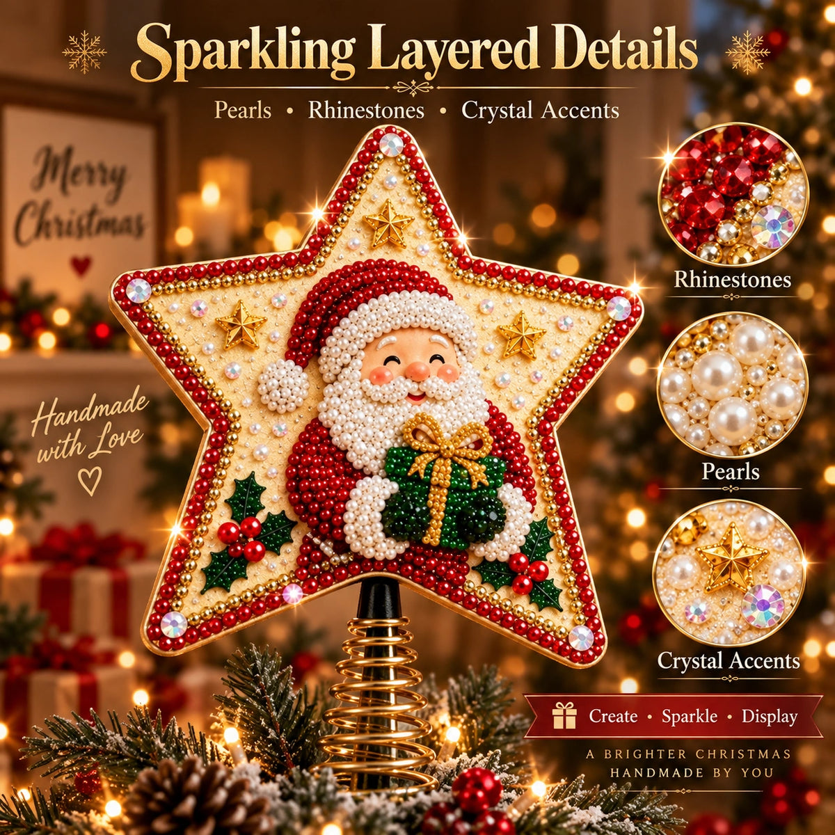 Christmas Pearl Diamond Art Tree Topper DIY Kit