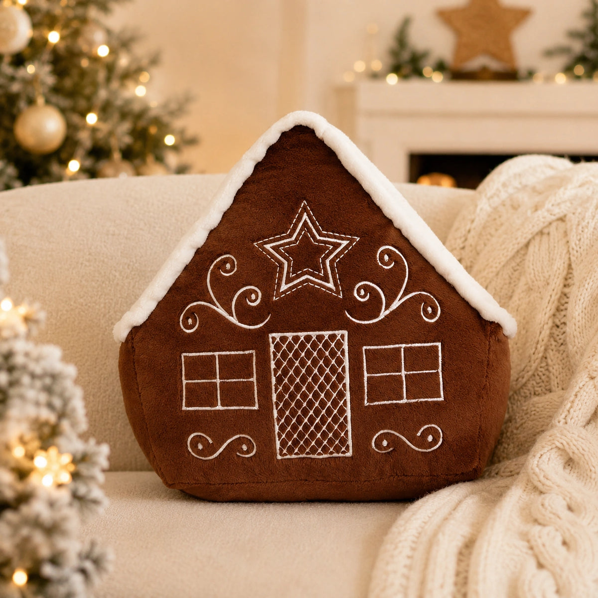 Cozy Christmas Plush Throw Pillow – Festive Holiday Decorative Cushion