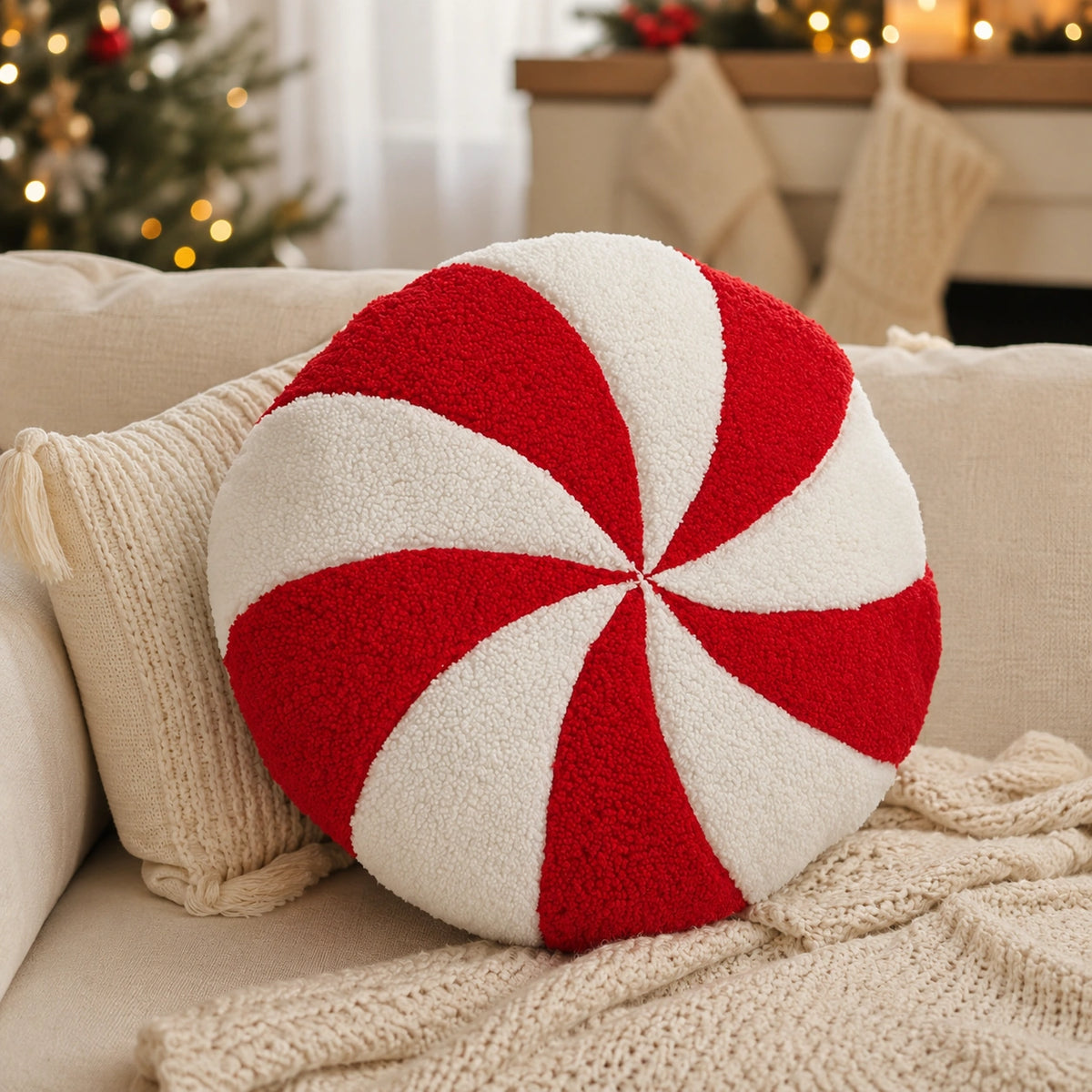 Cozy Christmas Plush Throw Pillow – Festive Holiday Decorative Cushion