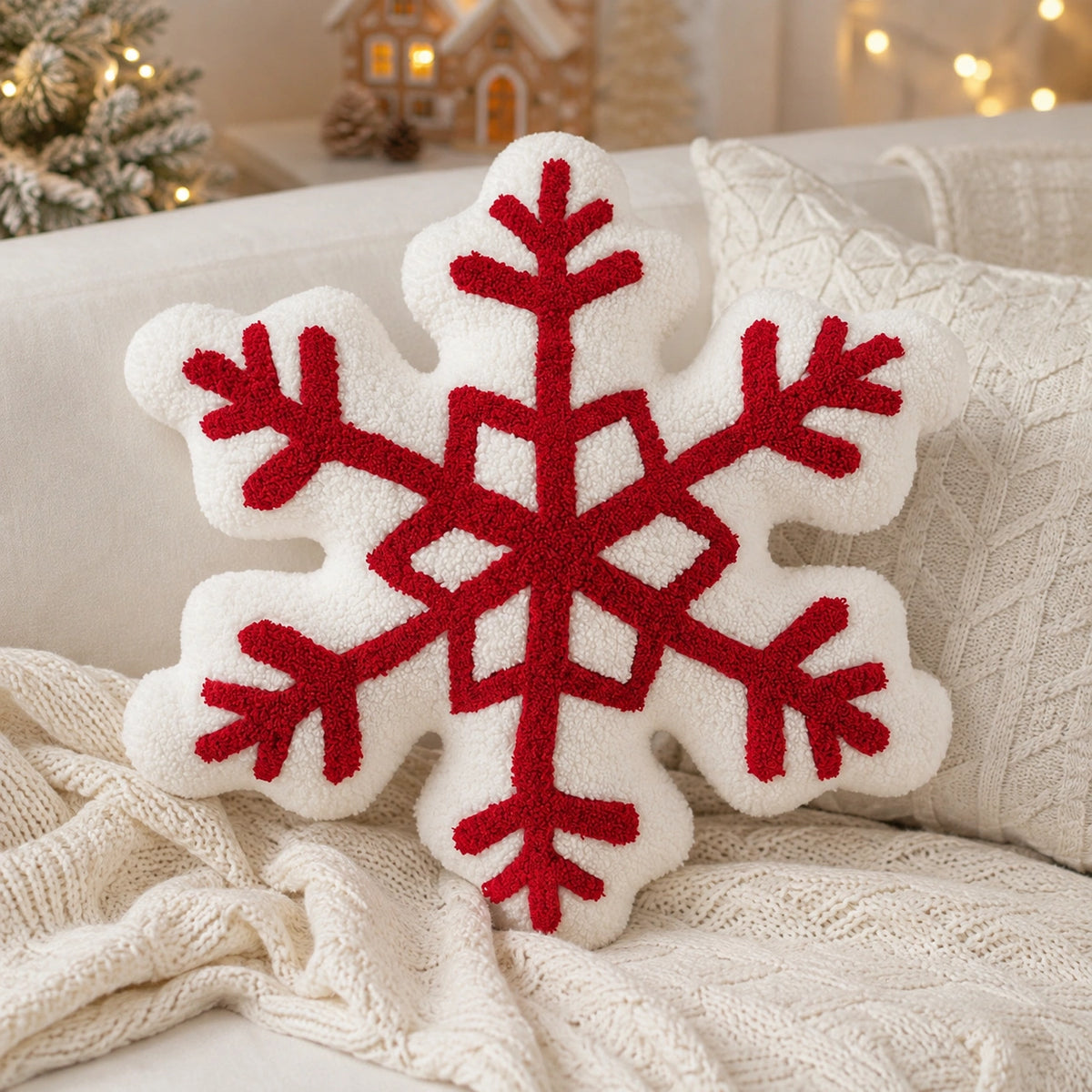 Cozy Christmas Plush Throw Pillow – Festive Holiday Decorative Cushion