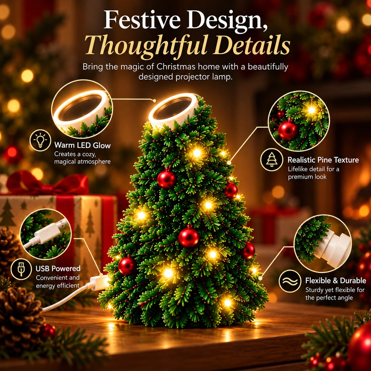 Holiday Magic USB Projection Light – Christmas & Halloween Edition