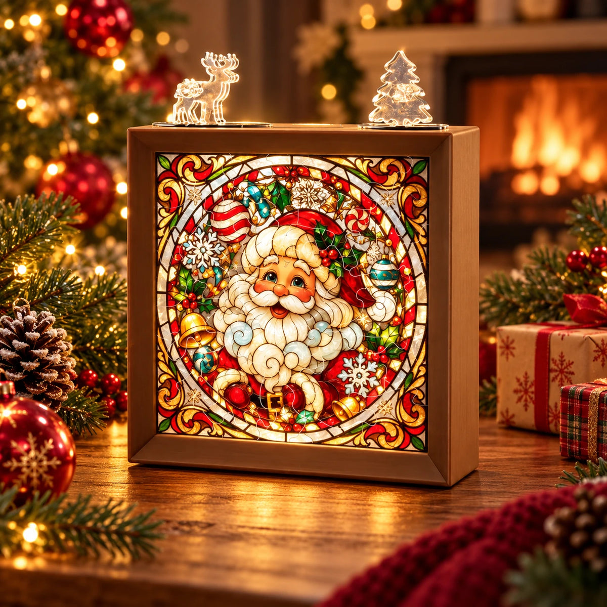 Christmas DIY Puzzle Night Light – Stained Glass Holiday Decor