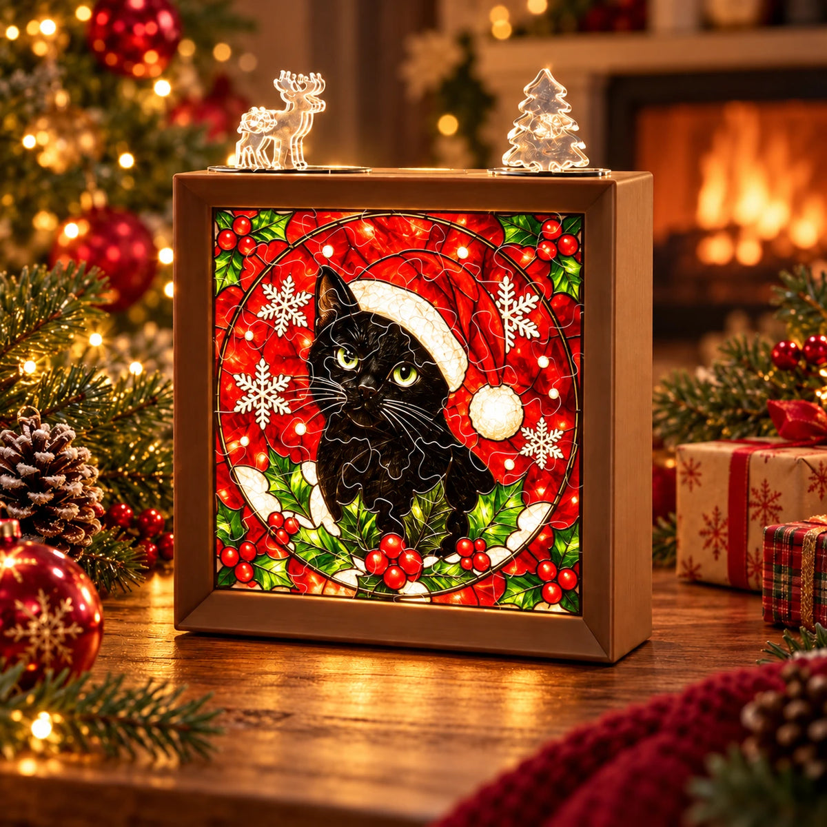 Christmas DIY Puzzle Night Light – Stained Glass Holiday Decor
