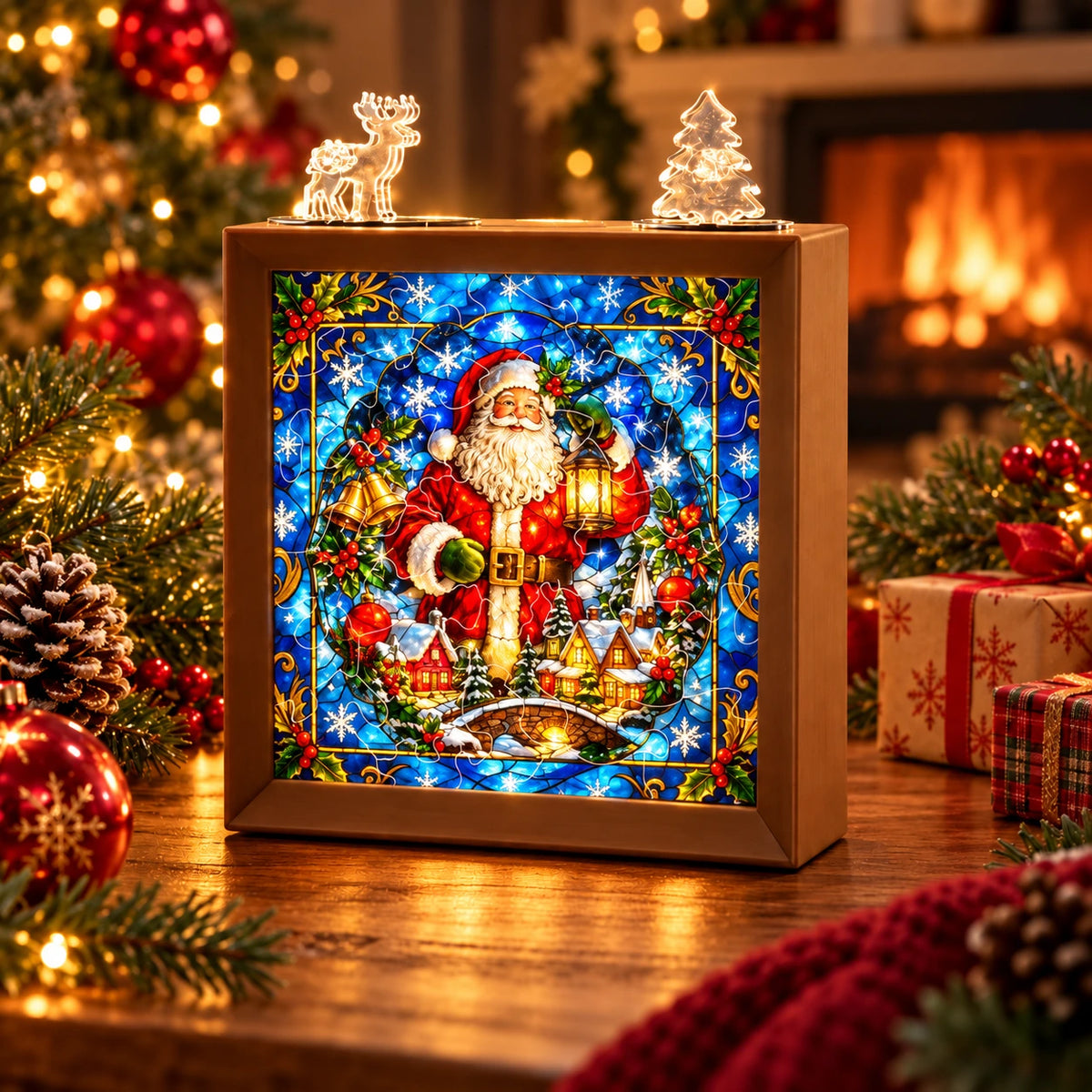 Christmas DIY Puzzle Night Light – Stained Glass Holiday Decor