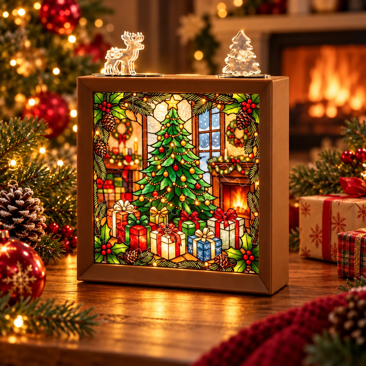 Christmas DIY Puzzle Night Light – Stained Glass Holiday Decor