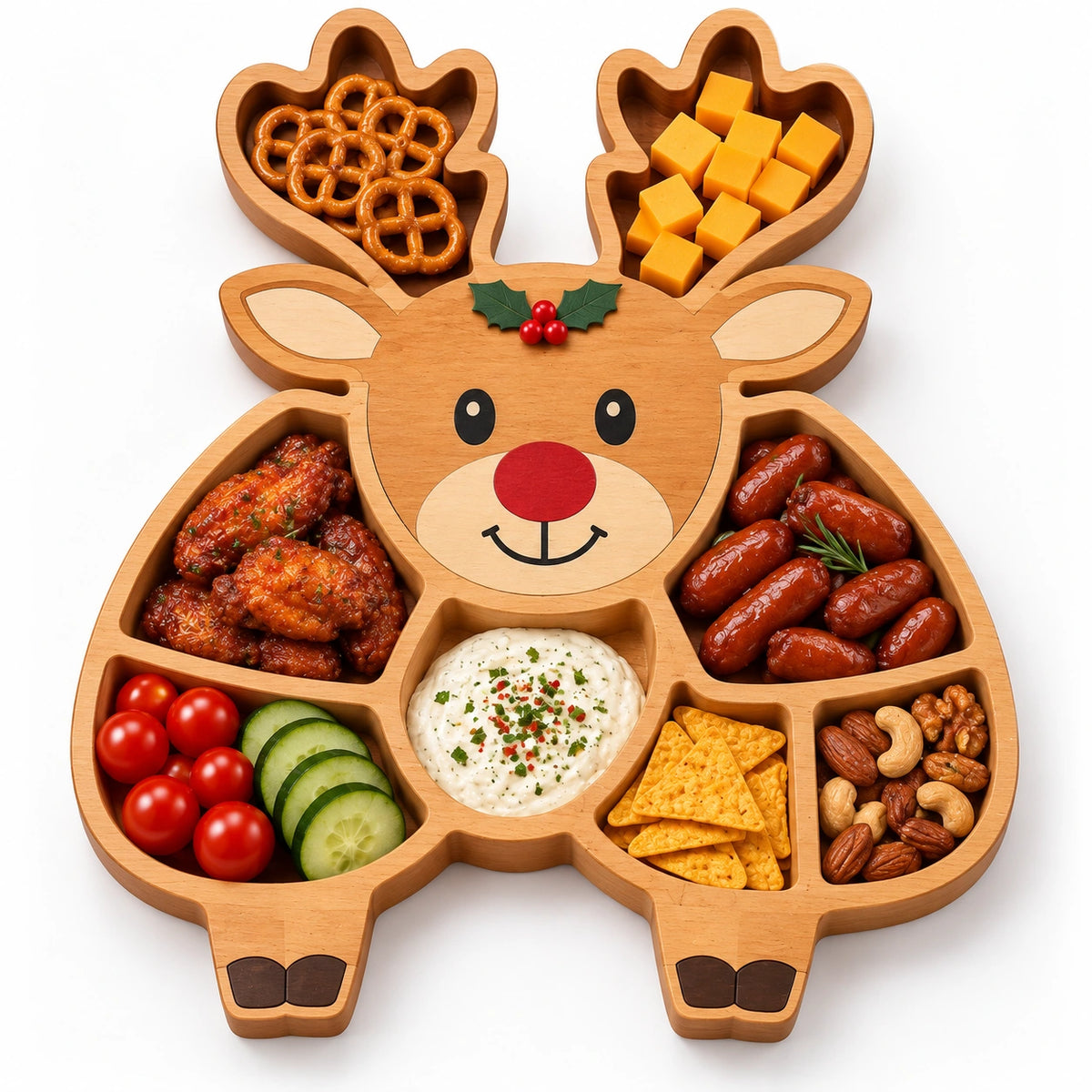 Christmas Wooden Snack Serving Tray – Festive Holiday Appetizer Platter