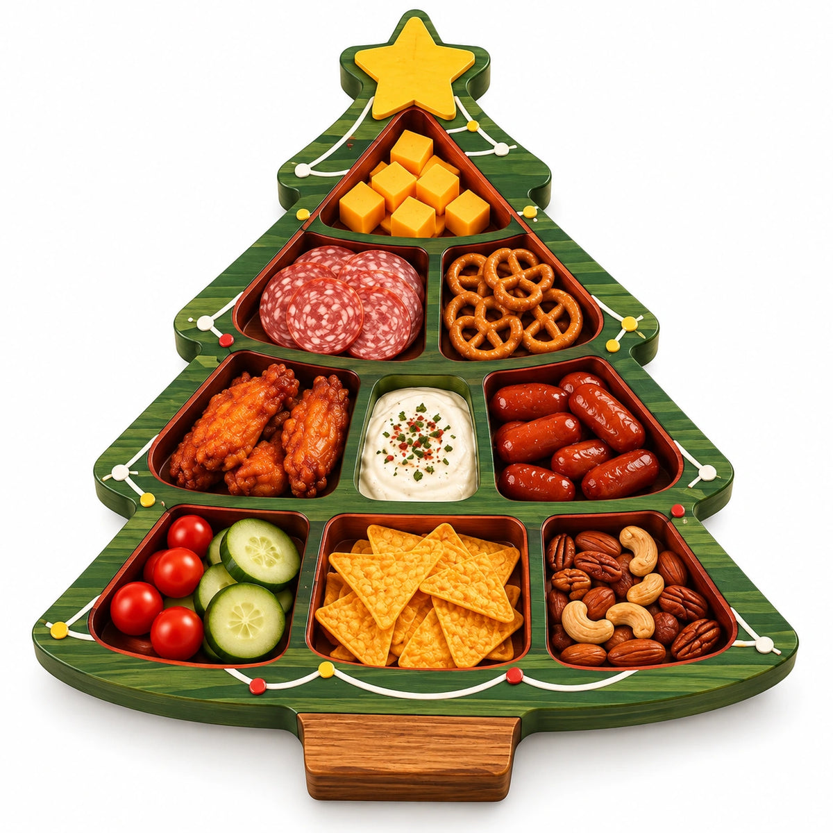 Christmas Wooden Snack Serving Tray – Festive Holiday Appetizer Platter