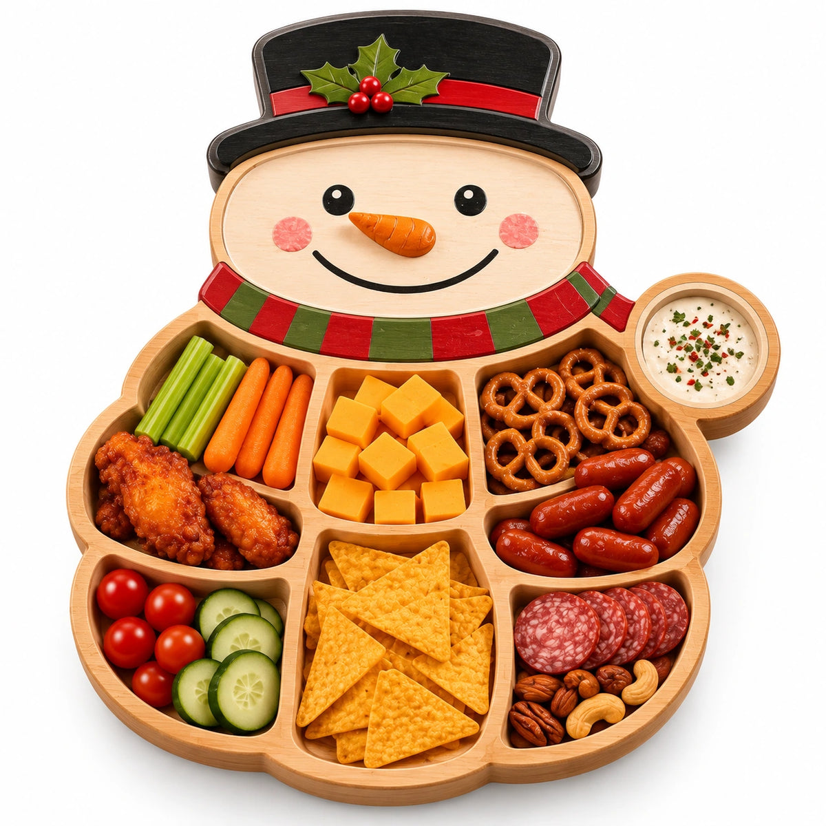 Christmas Wooden Snack Serving Tray – Festive Holiday Appetizer Platter