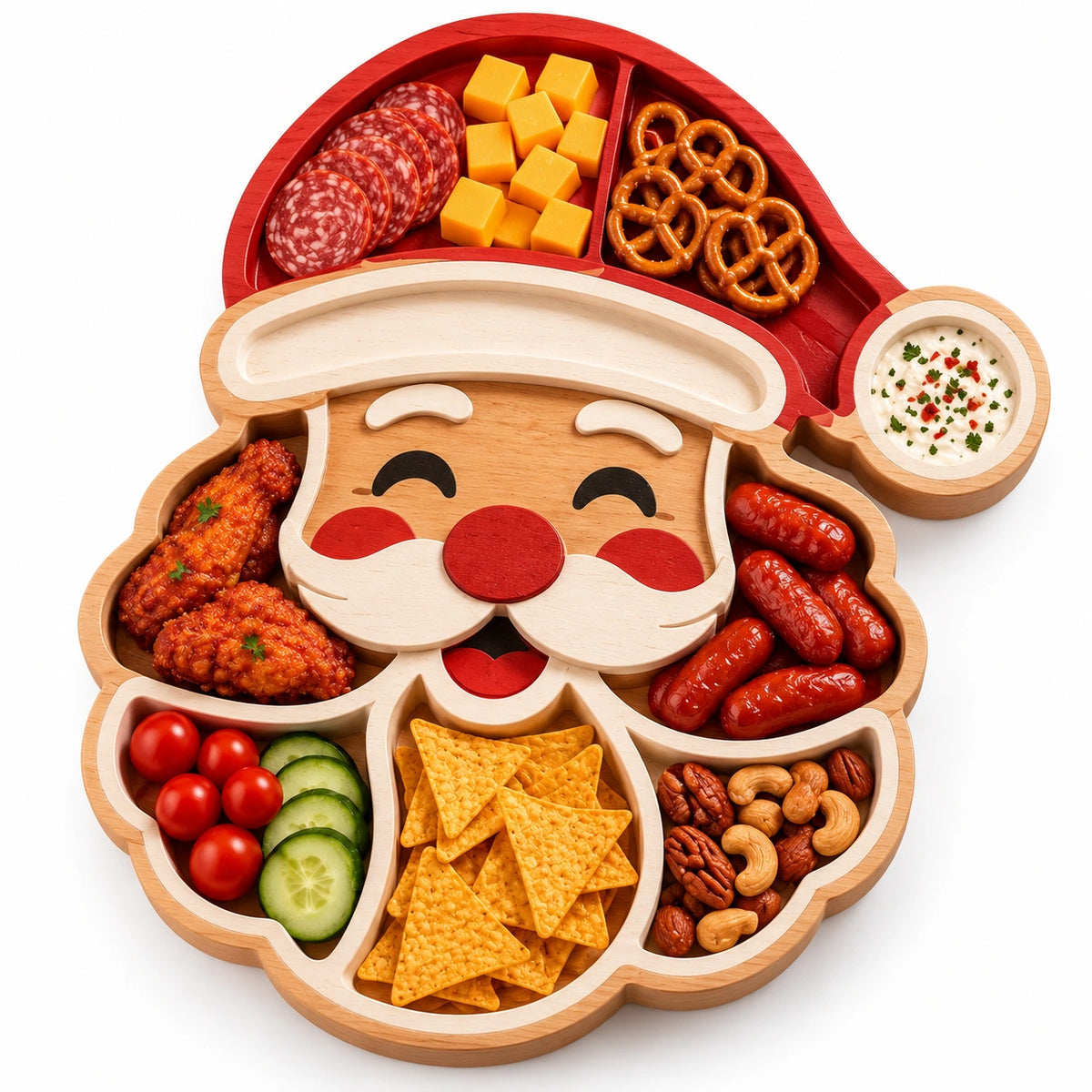 Christmas Wooden Snack Serving Tray – Festive Holiday Appetizer Platter