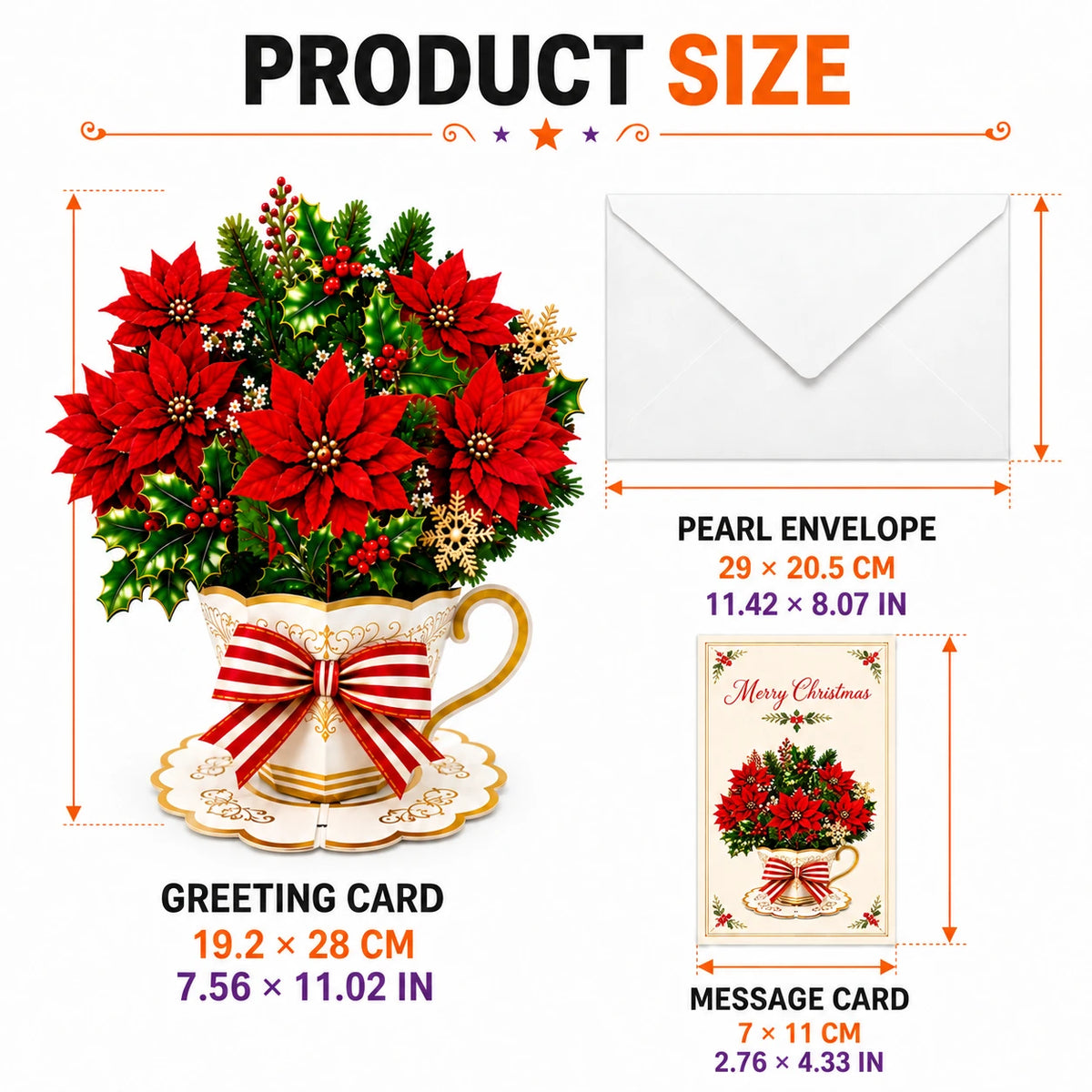 3D Pop-Up Christmas Teacup Bouquet Card – Elegant Holiday Flower Greeting Card Gift
