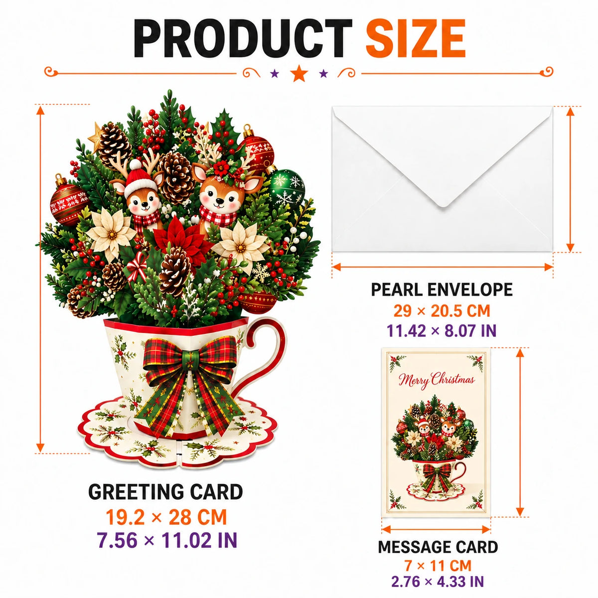 3D Pop-Up Christmas Teacup Bouquet Card – Elegant Holiday Flower Greeting Card Gift