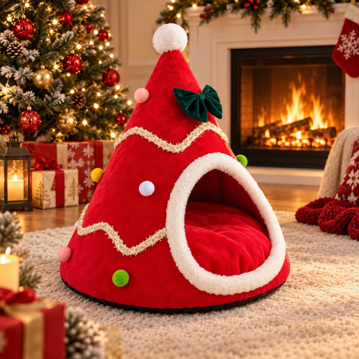 Christmas Tree Cat Bed