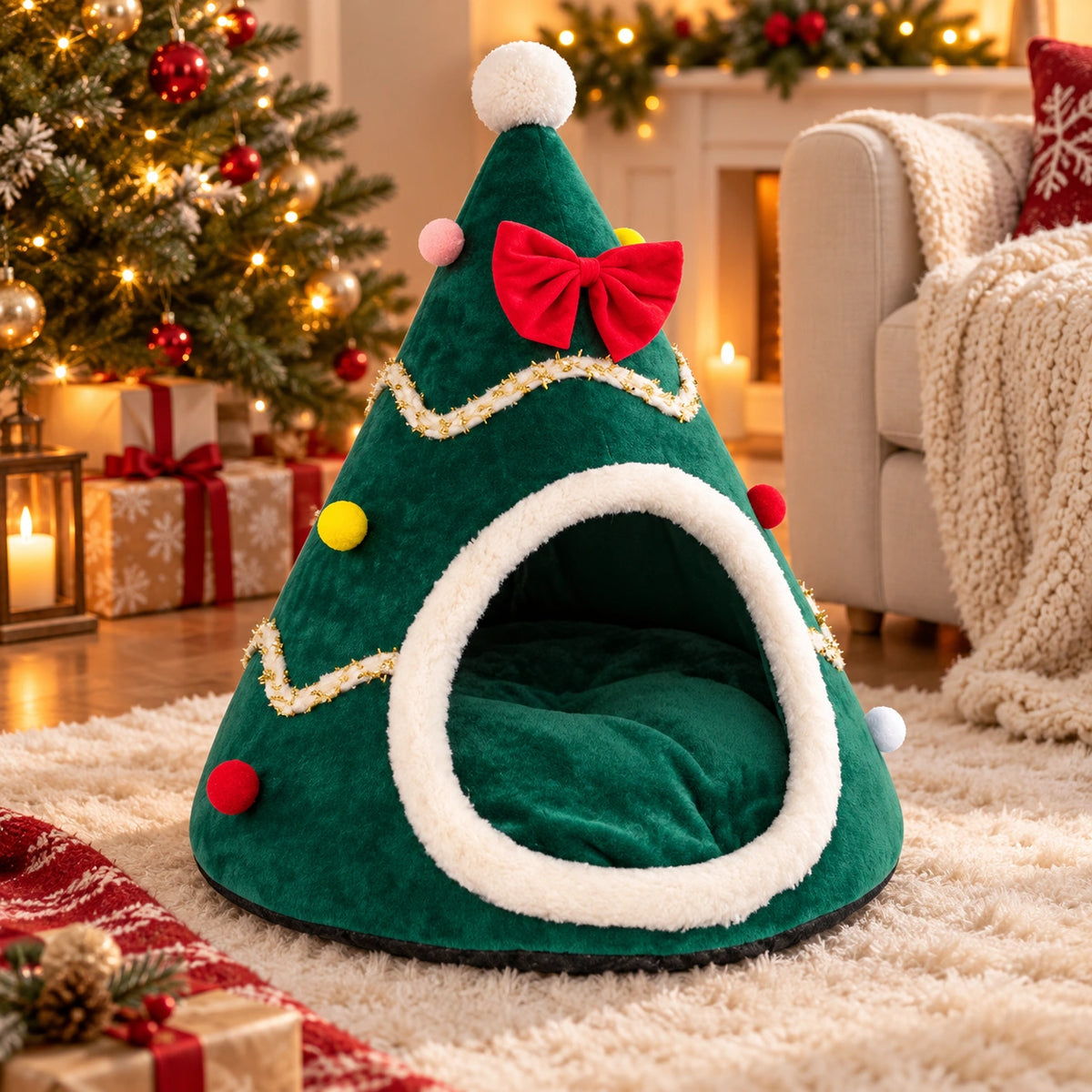 Christmas Tree Cat Bed