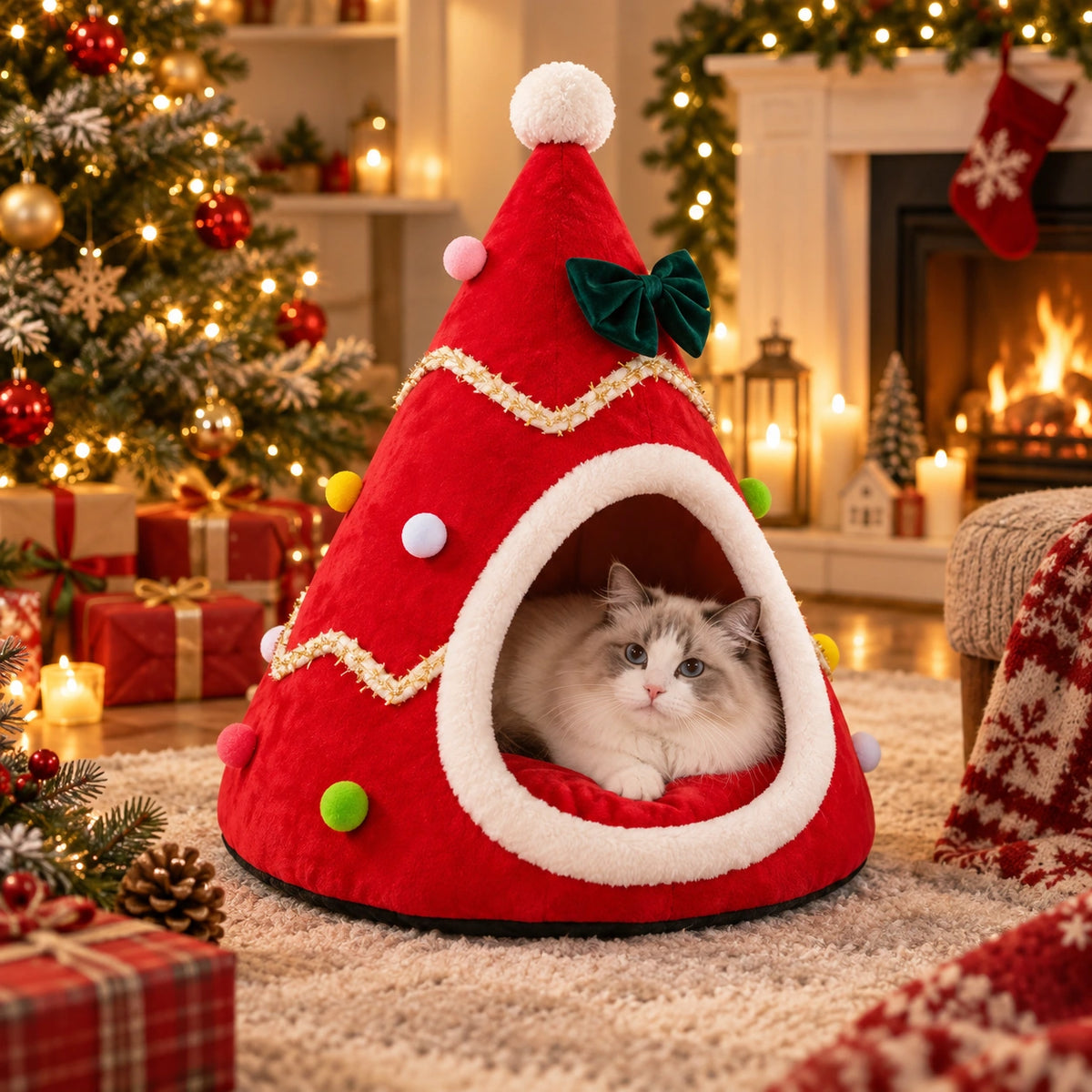 Christmas Tree Cat Bed